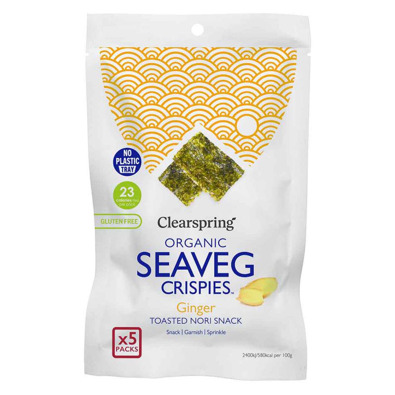 Seaveg-crispies ginger multipack [3-pack] van Clearspring, 6 x 20 g